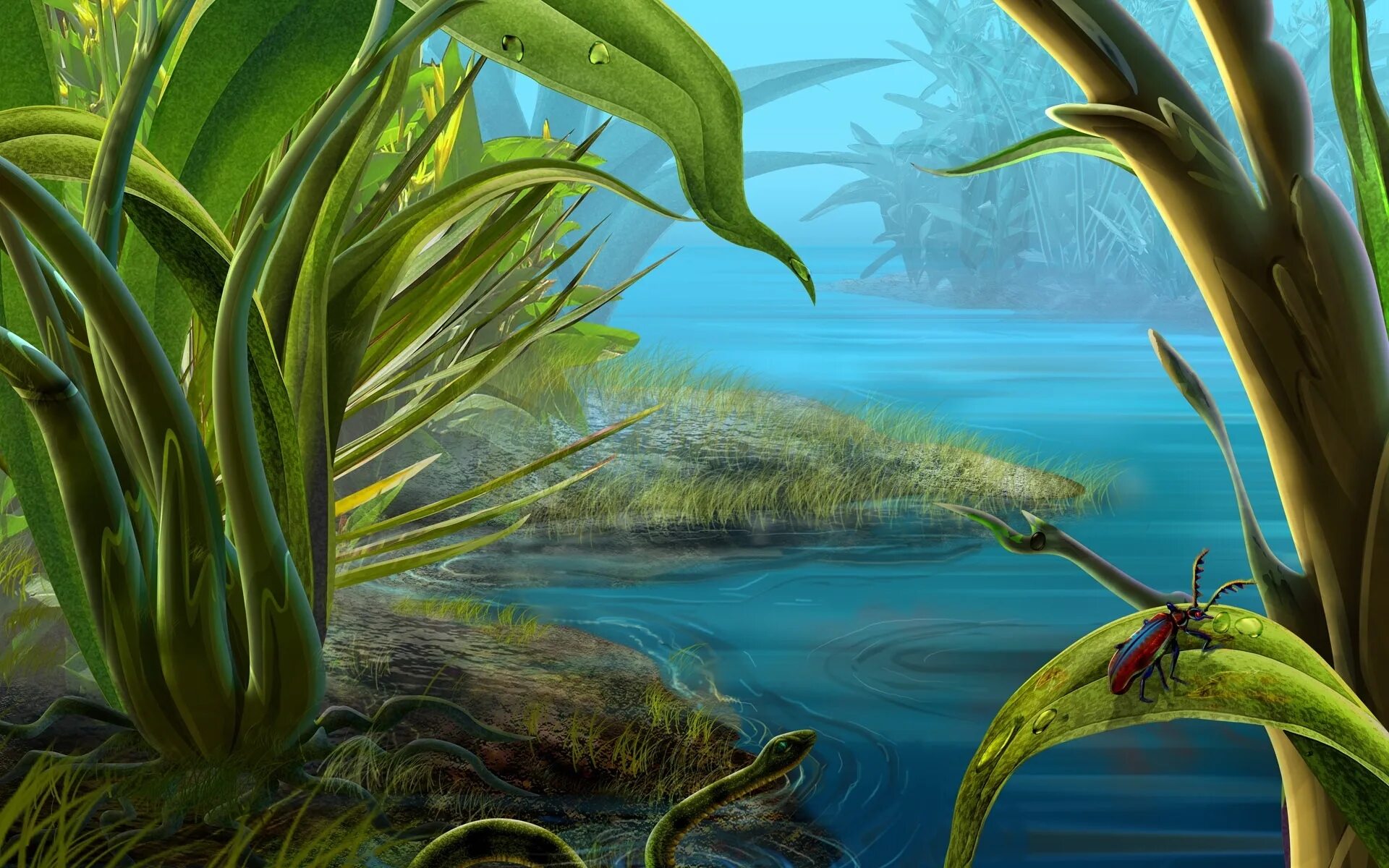 Камыш водоросли. Сказочное болото. Фэнтези растения. Сказочное озеро. Сказочные подводные растения.