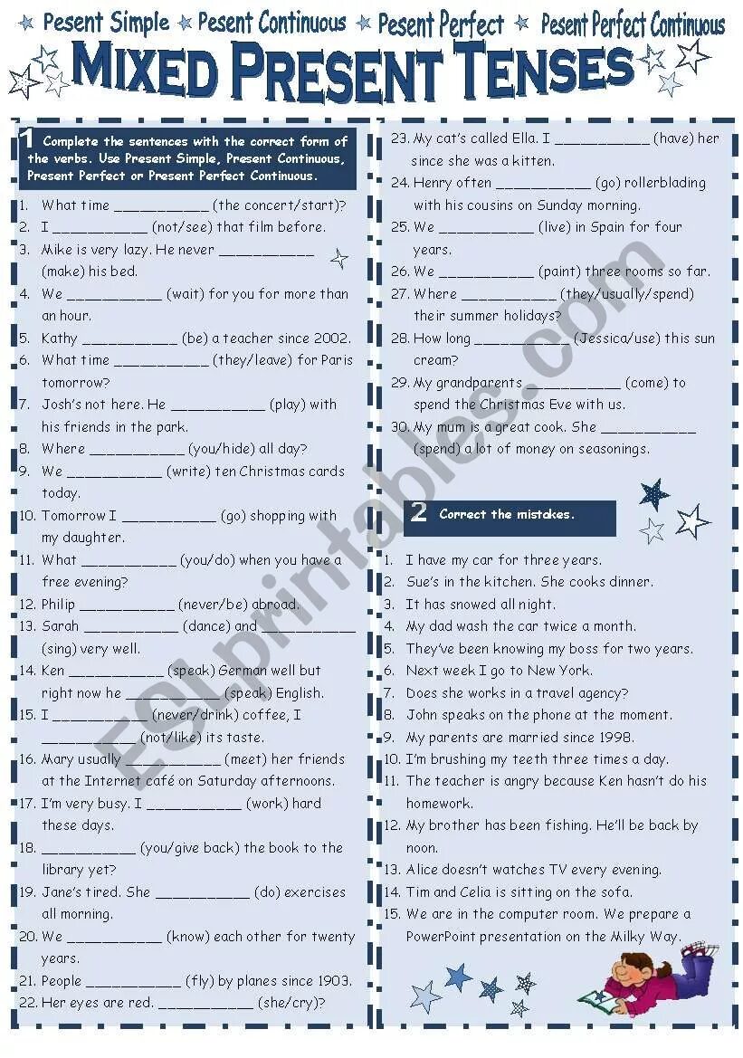 Mixed exercises. Mixed present tenses worksheets. worksheets present tenses 9 класс. tenses worksheets for teenagers. present tenses exercises upper intermediate.