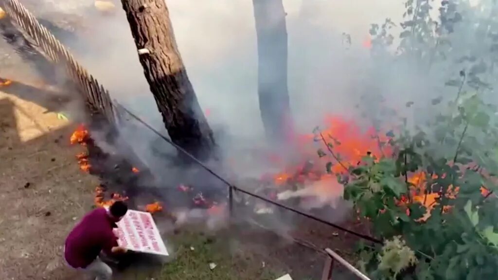 Пламя раздуваемое ветром быстро разгорелось