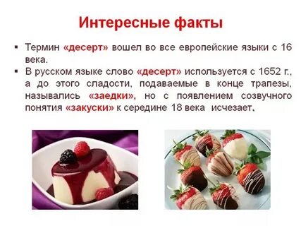 Десерты сообщение