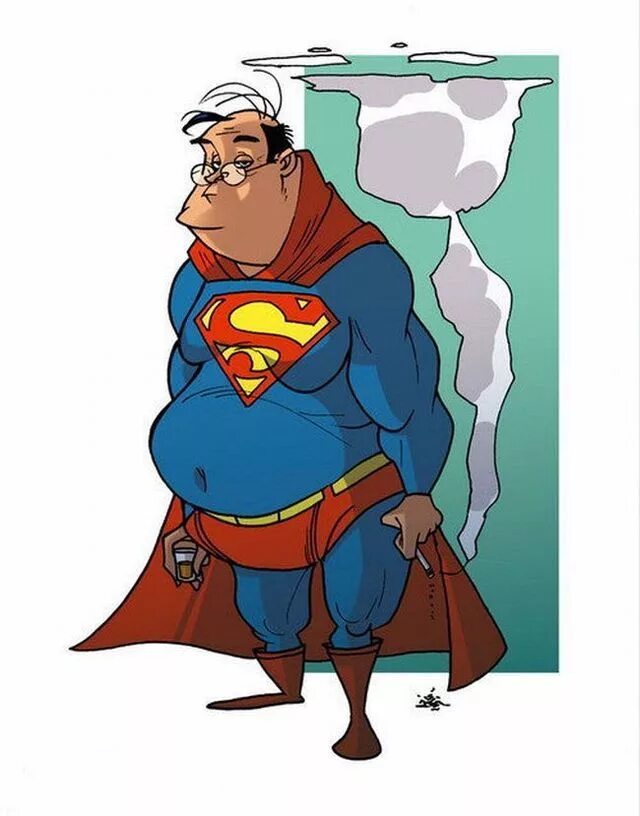 Супер насмешка. Супергерой. Толстый Супермен. Супермен карикатура. Старик Супермен.