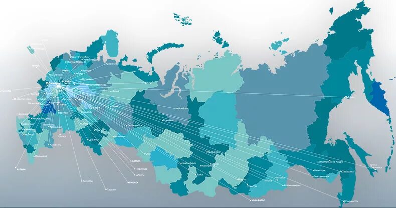 География поставок. Цифровая карта РФ. Сети России. Сеть по всей России.