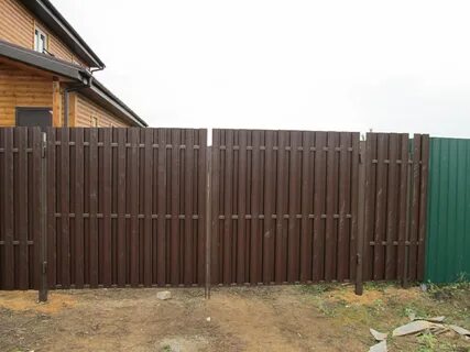 Забор штакетник металлический ворота и калитка
