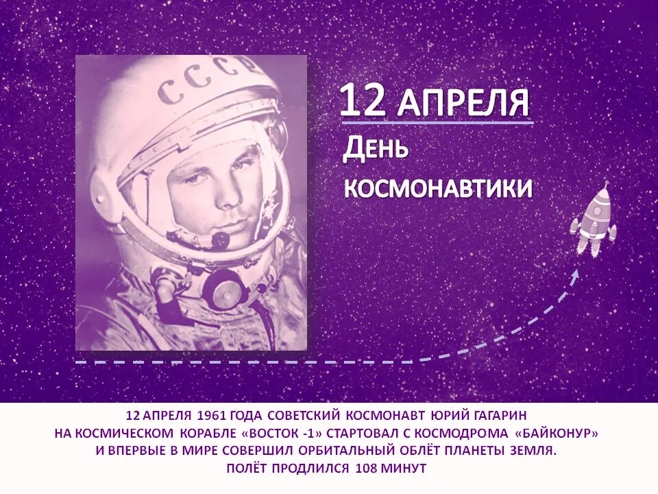 Какого числа космонавтики. Юрий гагарин 12 апреля. день космонавтики. посвященный дню космонавтики. юбилей космонавтики.