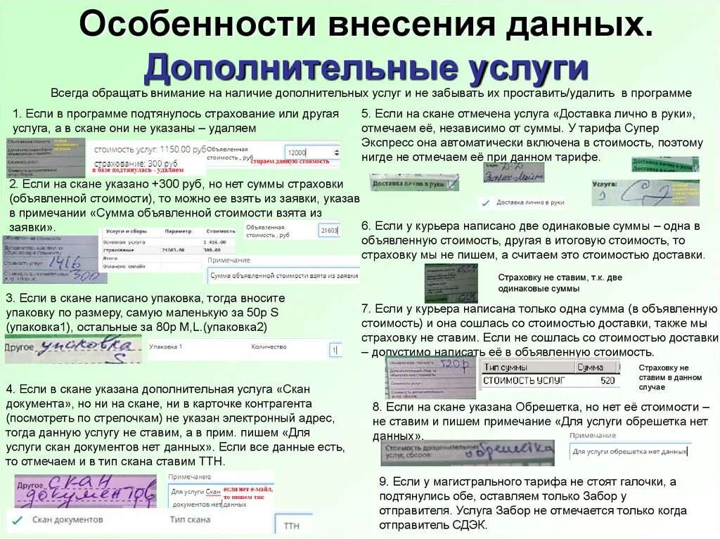 Дополнительные примечания. Забор доставка действует для услуг. Внесение информации. Правили внесения информации на карту. Внесение данных карты.