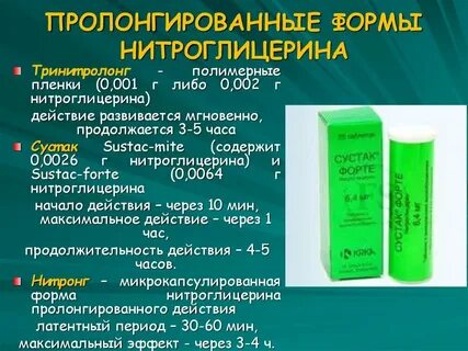 Пролонгированные препараты нитроглицеринового ряда