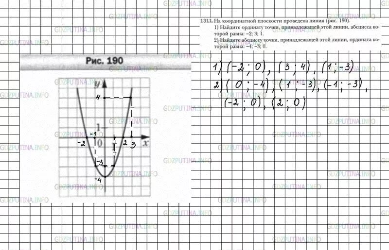 1311 На координатной плоскости проведена линия рис 190. Математика 6 класс Мерзляк 1311. Математика 6 класс мерзляк номер 1301