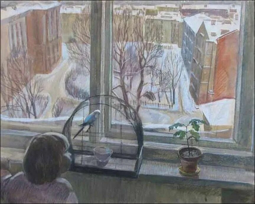 Bp vjtuj jryf 3. Зимний вид из окна. Картина вид из окна. Окно живопись. Композиция на окно.