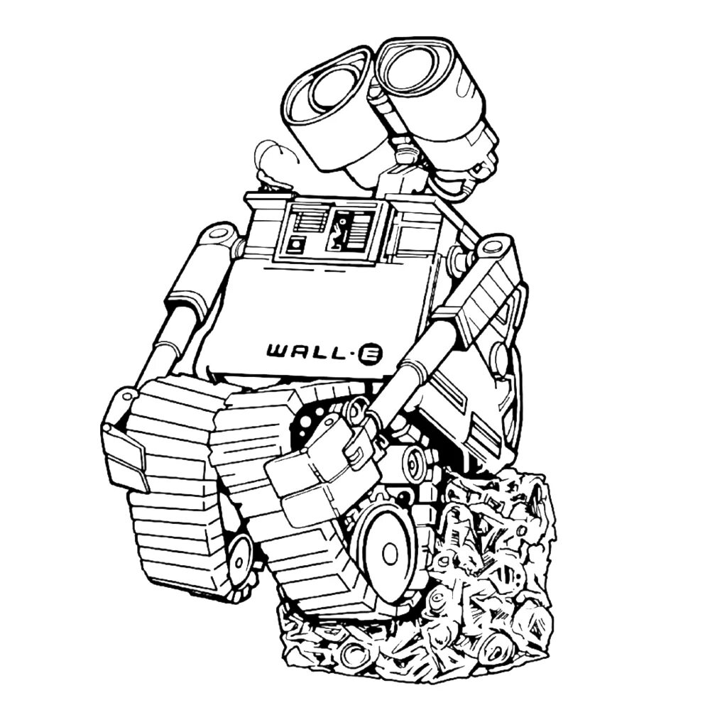 Валли раскраска. Робот Валли раскраска. Чертеж робота Валли.