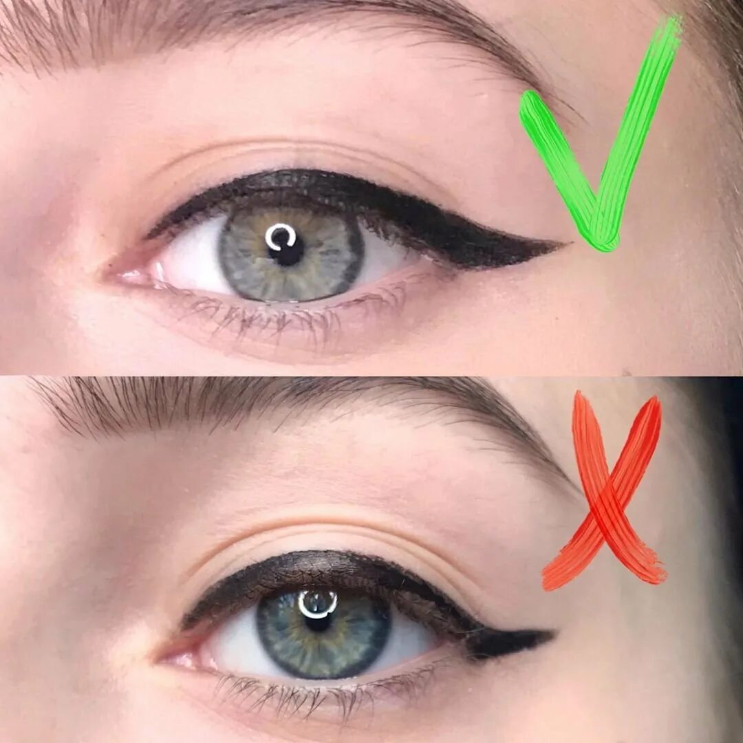 Стрелки на глазах ровные и красивые. Стрелки для глаз пошагово. Макияж на глаза с нависшими веками. Стрелки лево право. Стрелки на глазах.