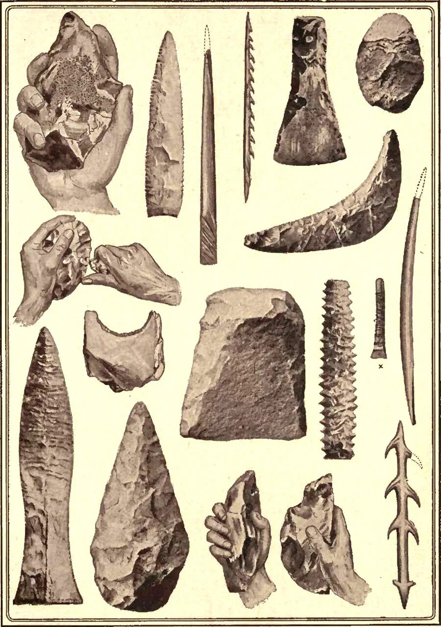 Первобытное производство. Орудия труда человека эпохи каменного века. Орудия неолита. Каменные орудия мезолита.