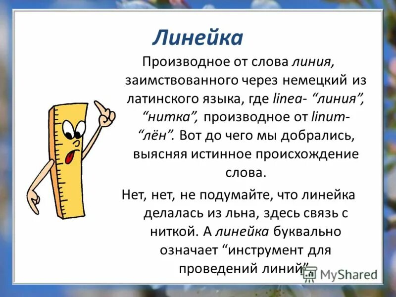 Слова пришедшие из немецкого. Откуда произошло слово линейка. Происхождение любого слова русского языка. Проект история слова. Откуда это слово появилось в русском языке 4 класс проект.