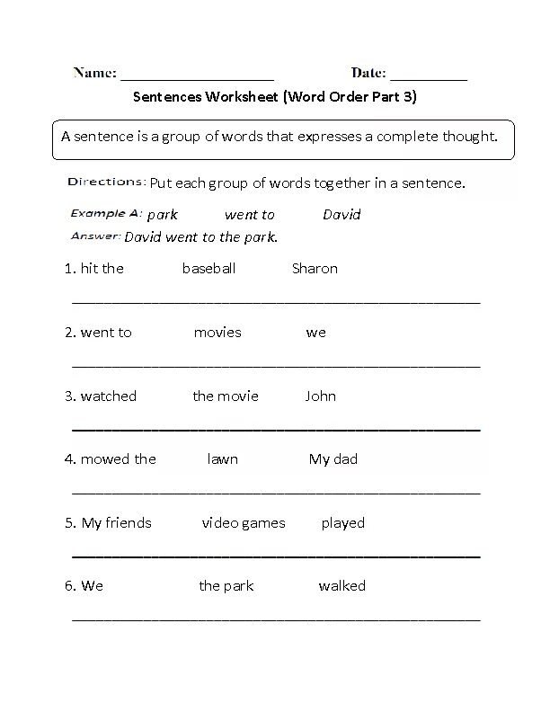 Word order in English sentence for Kids. English sentence Word order. Word order in English sentence Worksheets. Word order in sentences Worksheets.