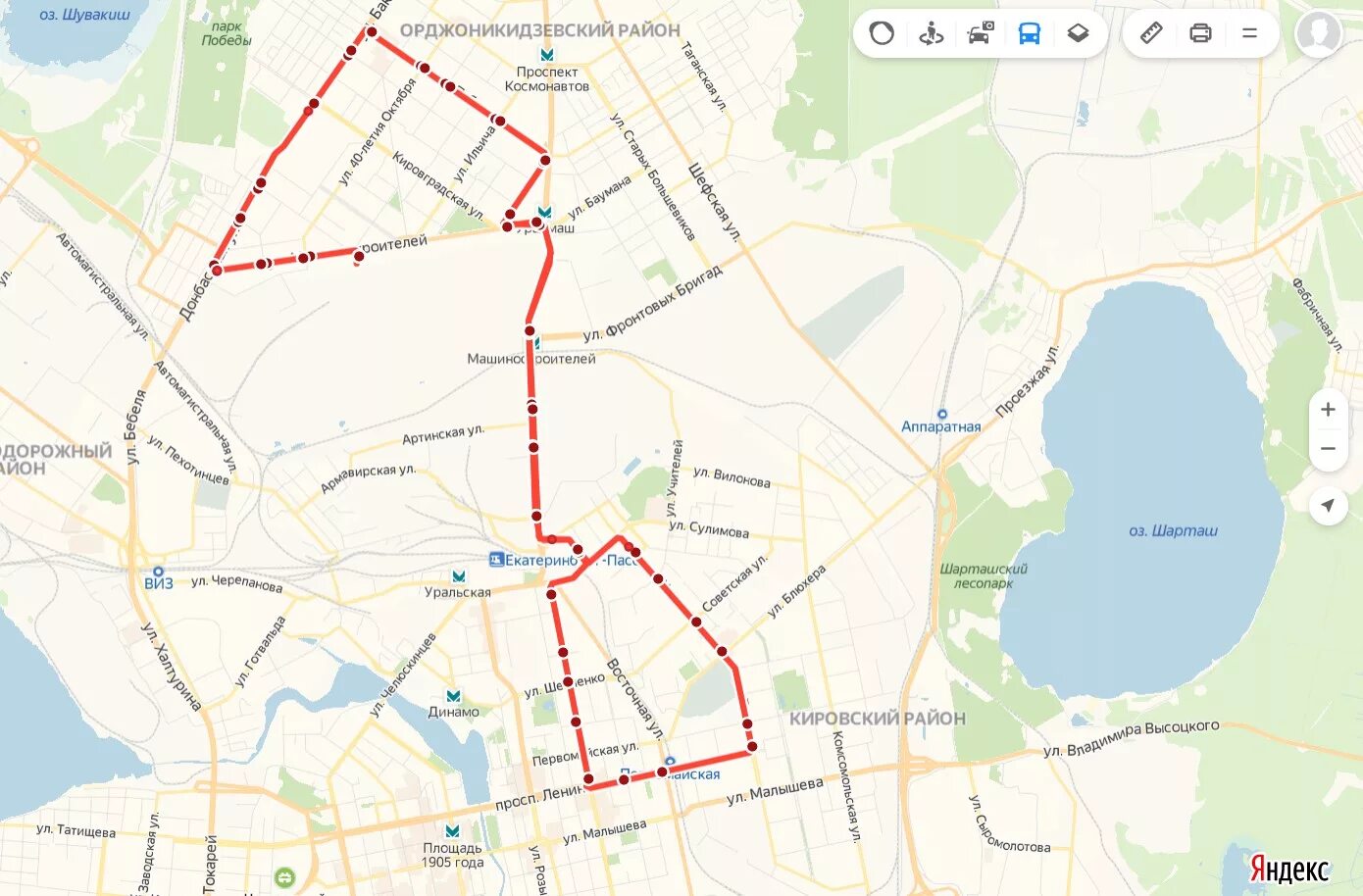 маршрут 22 трамвая самара на карте