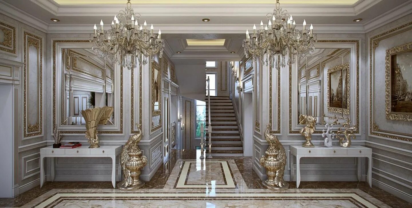 Классика барокко. Стиль Luxury Antonovich Design коридоры. Холл Барокко. Стиль Барокко в интерьере. Элитный интерьер.