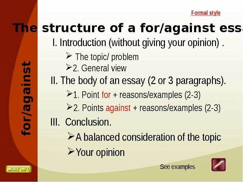 For and against writing. Эссе for and against структура. Структура эссе for and against essay. Opinion essay структура. For and against клише.