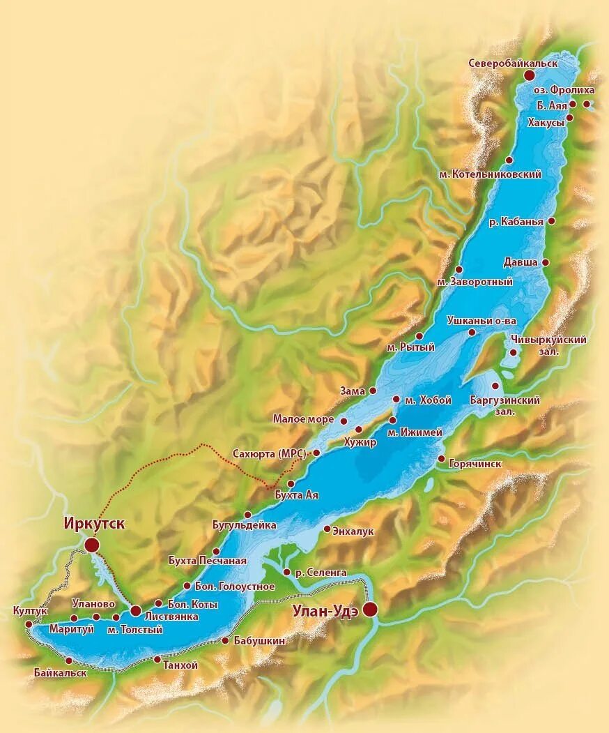 Где находится байкал страна. Озеро Байкал на карте. Схема озера Байкал. Географическая карта Байкала. Карта Байкала с населенными пунктами.