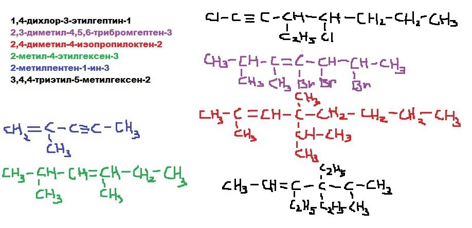 1 2 3 4 формула. 2 5 Диметил 5 этилгептин 3. 4 5 Диметил 4 этилгексен 2 формула.