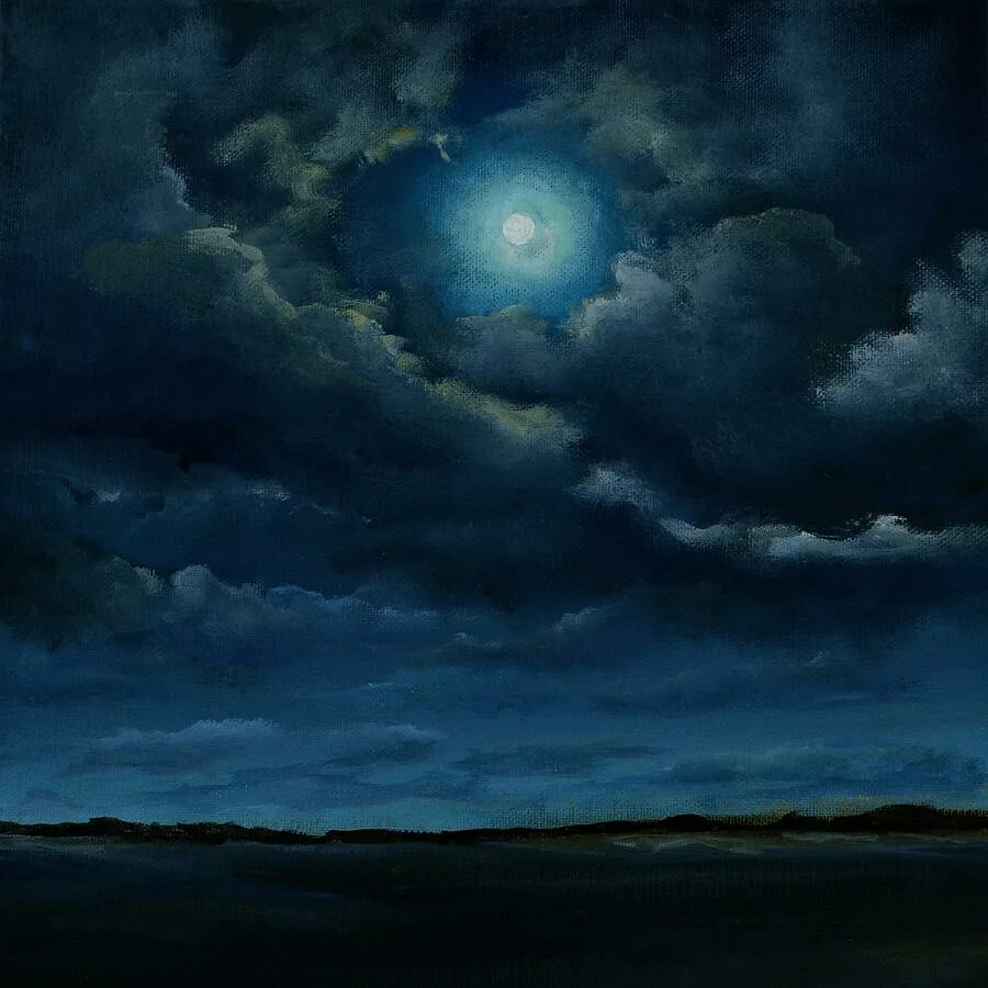 Картина темная луна. Картина Луна. Луна в живописи. Ночное небо живопись. Полнолуние.