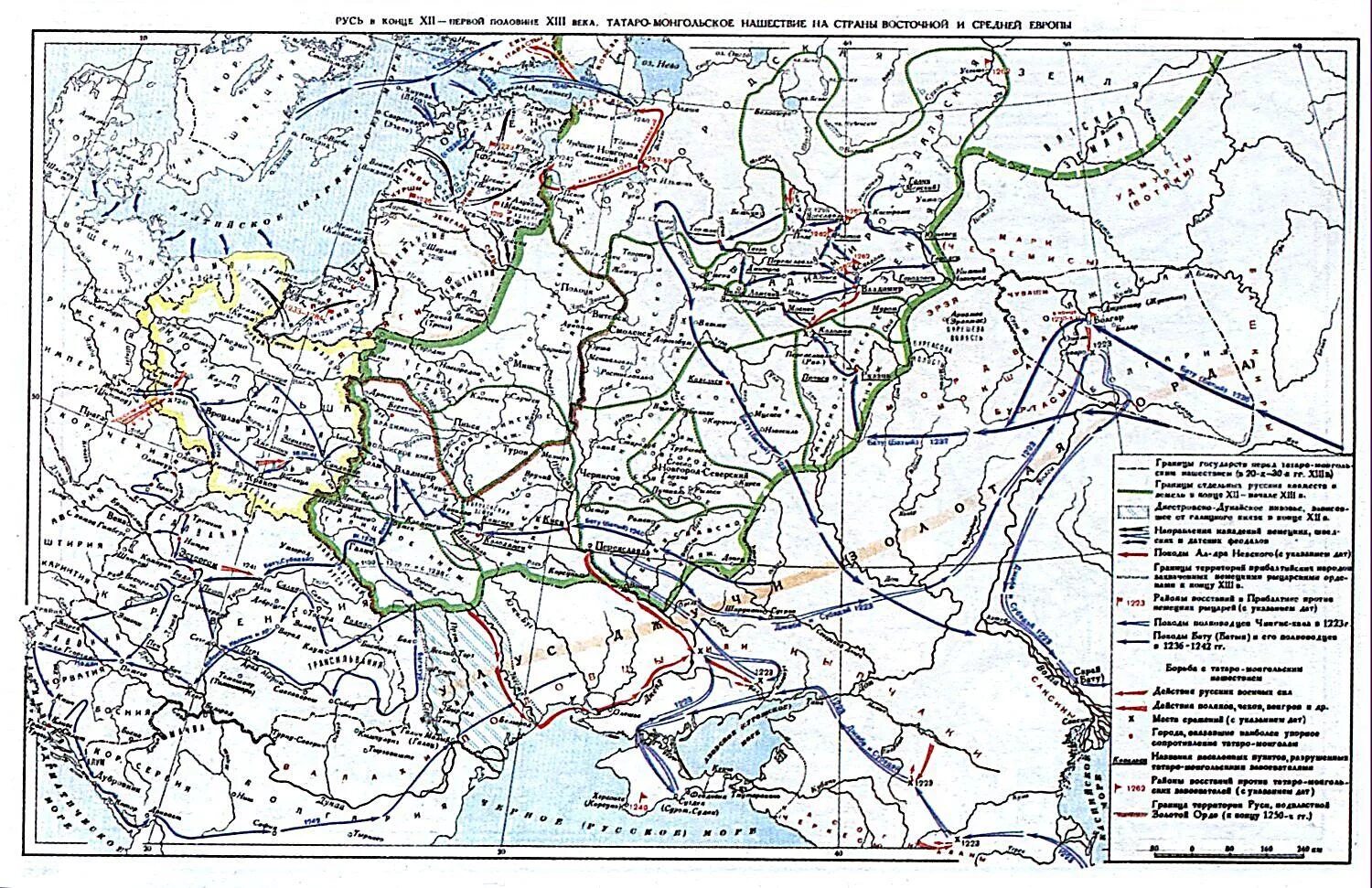 Карта русские земли в 13 веке. Монголо-татарское Нашествие на Русь карта. Карта монголо татарского нашествия на Русь 13 век. Карта монгольского нашествия в 13 веке. Карта Руси 13 век походы монголов.