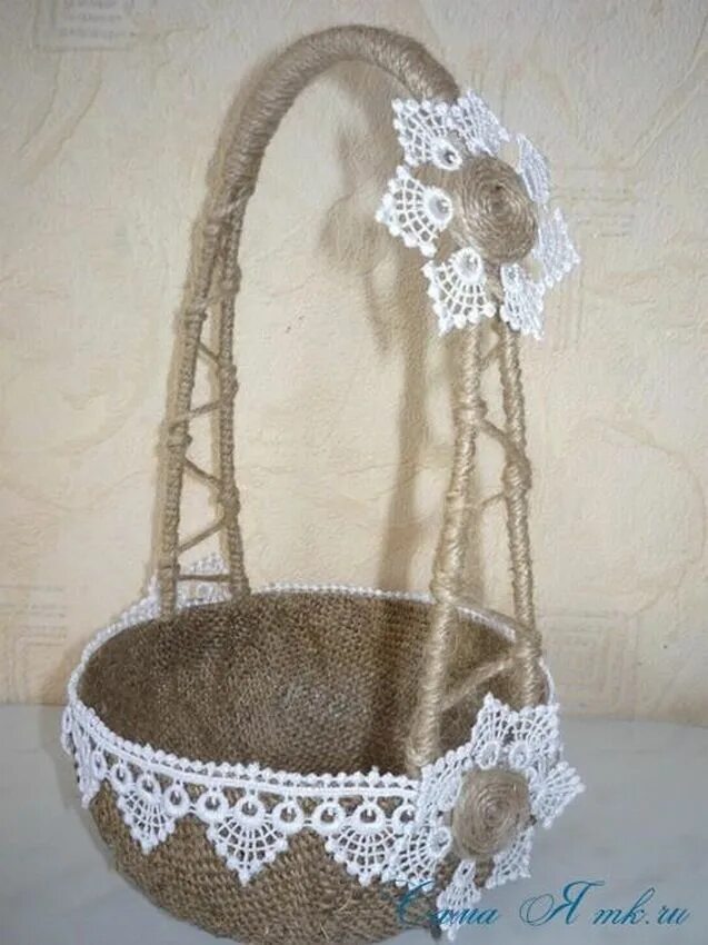 Пасхальная корзина из джута. Пасхальнаякарзинка из джута. Пасхальная корзина из джута. Пасхальная корзинка из джута. Корзинки из шпагата и мешковины.