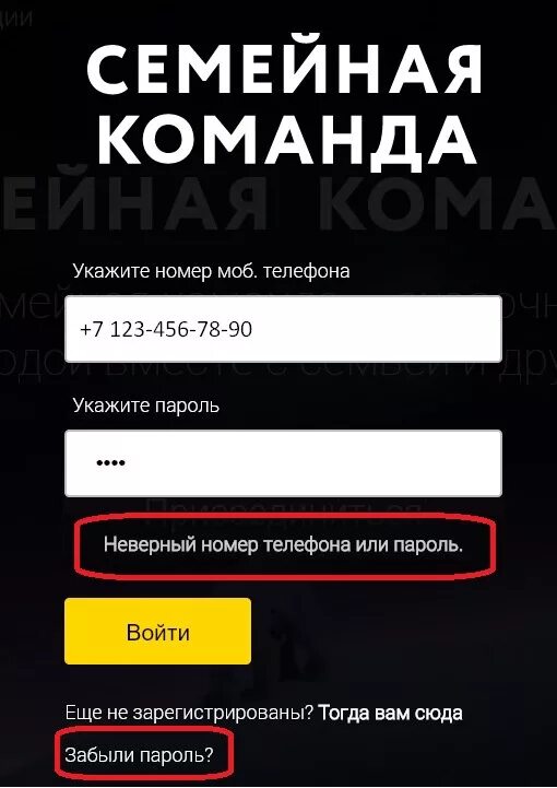 Семейная команда номер телефона. Неверный номер. Карта семейная команда Роснефть личный кабинет. Недопустимый номер. Неверный номер телефона.