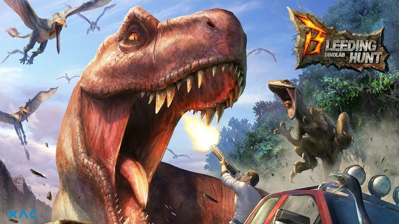 Bleeding Edge VR. Игра с динозаврами на заставке. Игра Хант VR. Динозавры атакуют комикс.