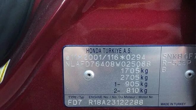 Дата выпуска по vin. Табличка вин номера Honda Civic 4d. Honda CR-V маркировочная табличка. Honda Civic 8 табличка с вин. Honda CRV табличка VIN.