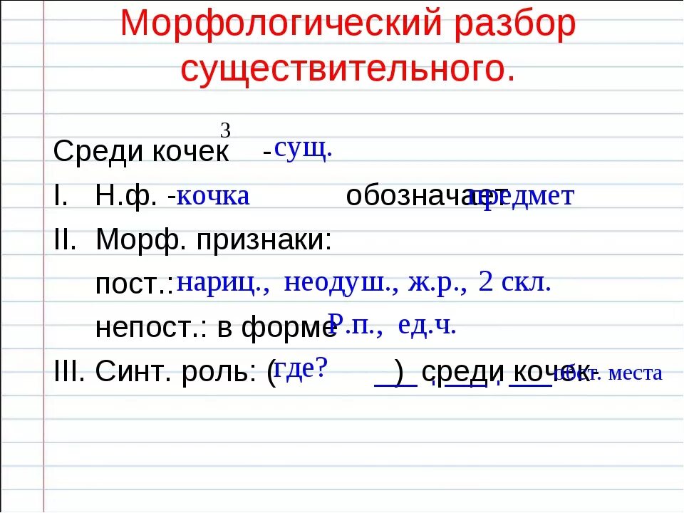 3 разбор в русском языке существительное