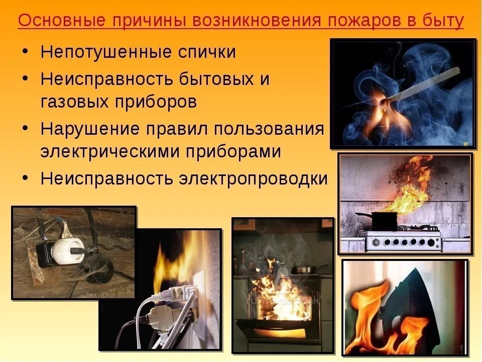 Основные причины возникновения пожара в быту