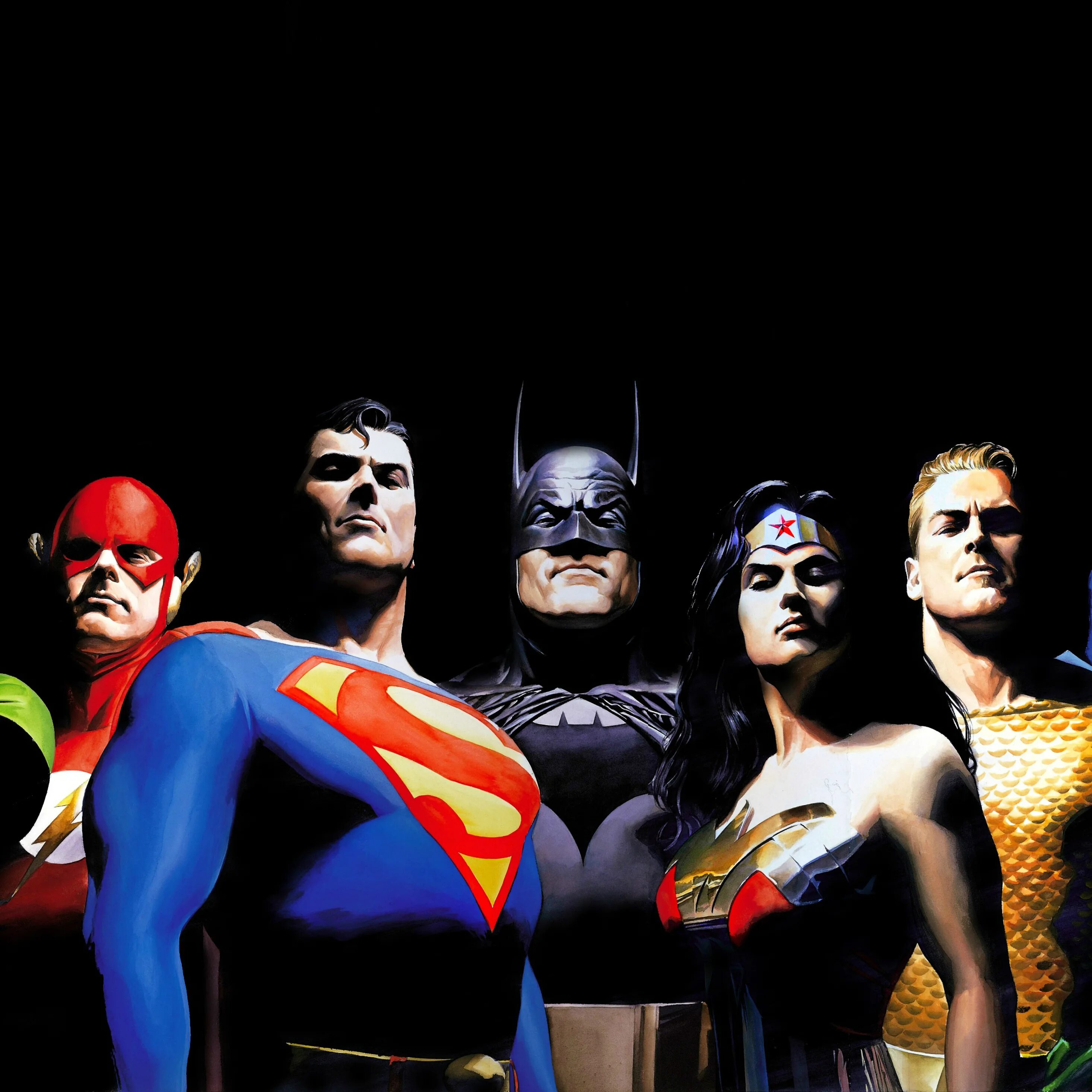 Justice League Alex Ross. Супергерои. Команда супергероев. Пять супергероев.