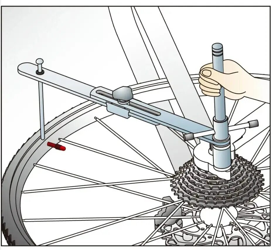 Как убрать восьмерку на колесе велосипеда. Инструмент для правки велосипедного петуха. Ключ для бортирования колес велосипеда. Инструмент для правки соосности велосипеда. Станок для спицовки колес велосипеда.