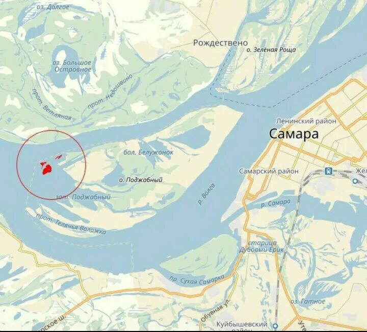 остров поджабный самара на карте