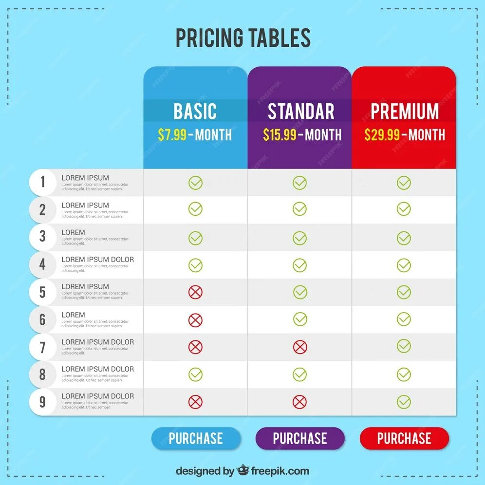 Таблица PSD. Красивая таблица PSD. Price Table. Pricing Table.