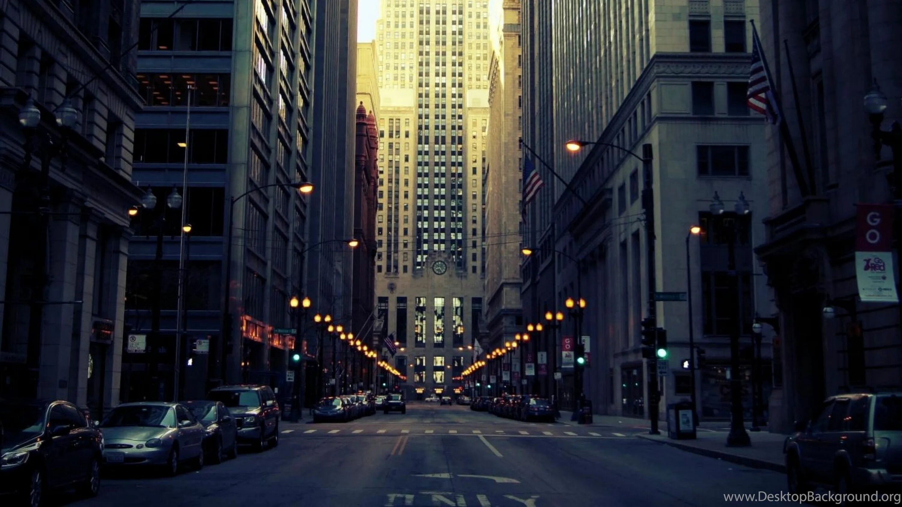 Нью-Йорк. Нью-Йорк улицы. Чикаго улицы. Вечерний город.