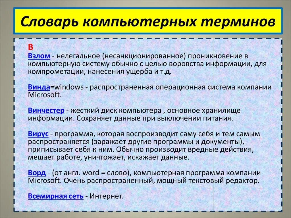 Объясните своими словами новые термины и понятия. Глоссарий компьютерных терминов. Глоссарий терминов в Ворде. Список терминов в Ворде. Термины по ворду.