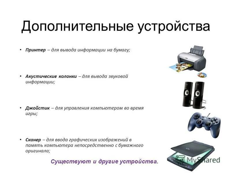 Устройства ввода информации джойстик. Дополнительные устройства компьютера. Устройства ввода устройства вывода устройства ввода–вывода. Устройство вывода устройства вывода.