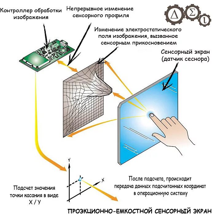 Экранная работа. Как устроен тачскрин смартфона. Сенсорные мониторы схема. Принцип действия ёмкостного сенсорного экрана. Принцип работы емкостного сенсора.