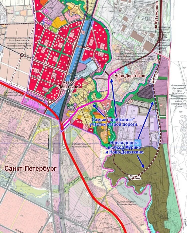 Мурино какой район. Мурино проект развития района. Объездная дорога Мурино Девяткино. Проект застройки Мурино. План развития дорог Мурино.