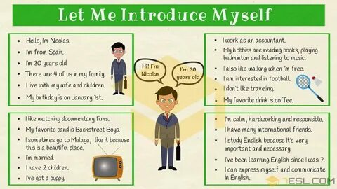 How to Introduce Yourself in English Self Introduction - 7 E S L Improve En...