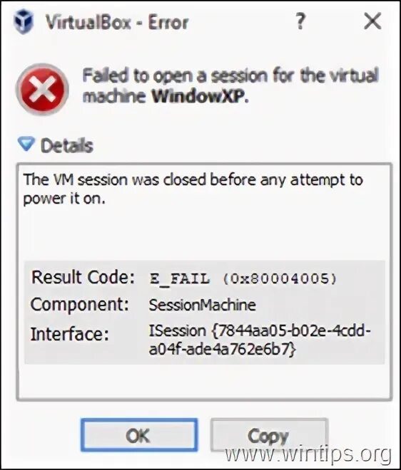 Virtualbox код ошибки e fail. Failed open to session for the Virtual Machine. Oracle VM VIRTUALBOX выдает ошибку the VM session was closed before any attempt to Power it on..