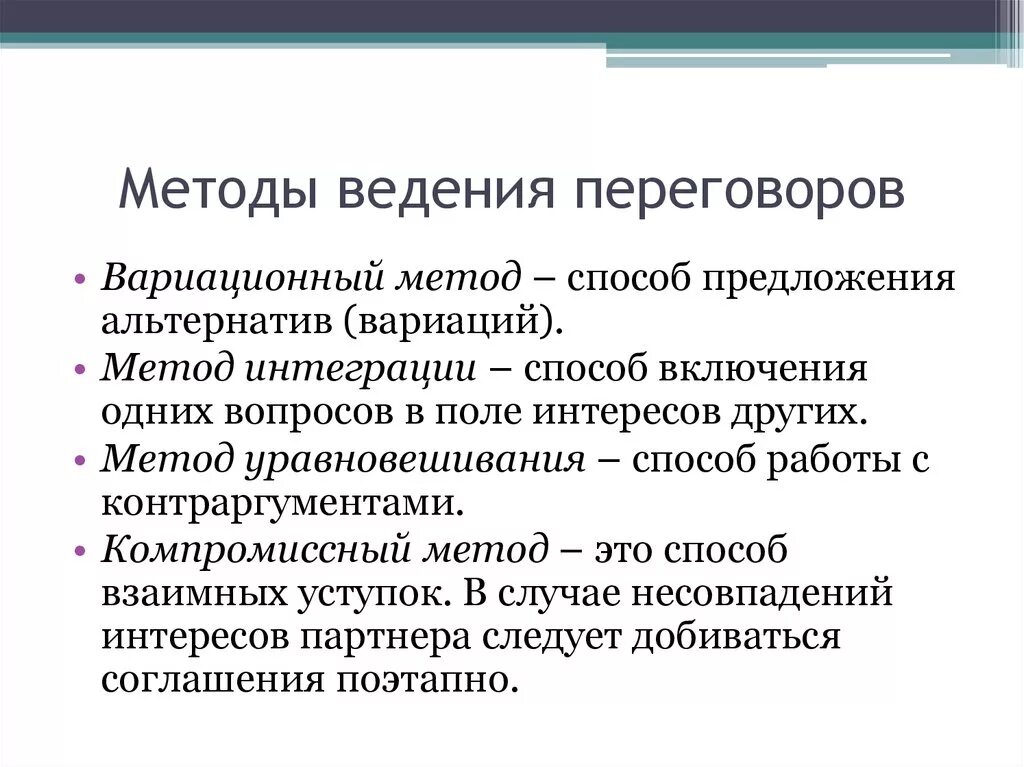 Переговоры методы проведения переговоров