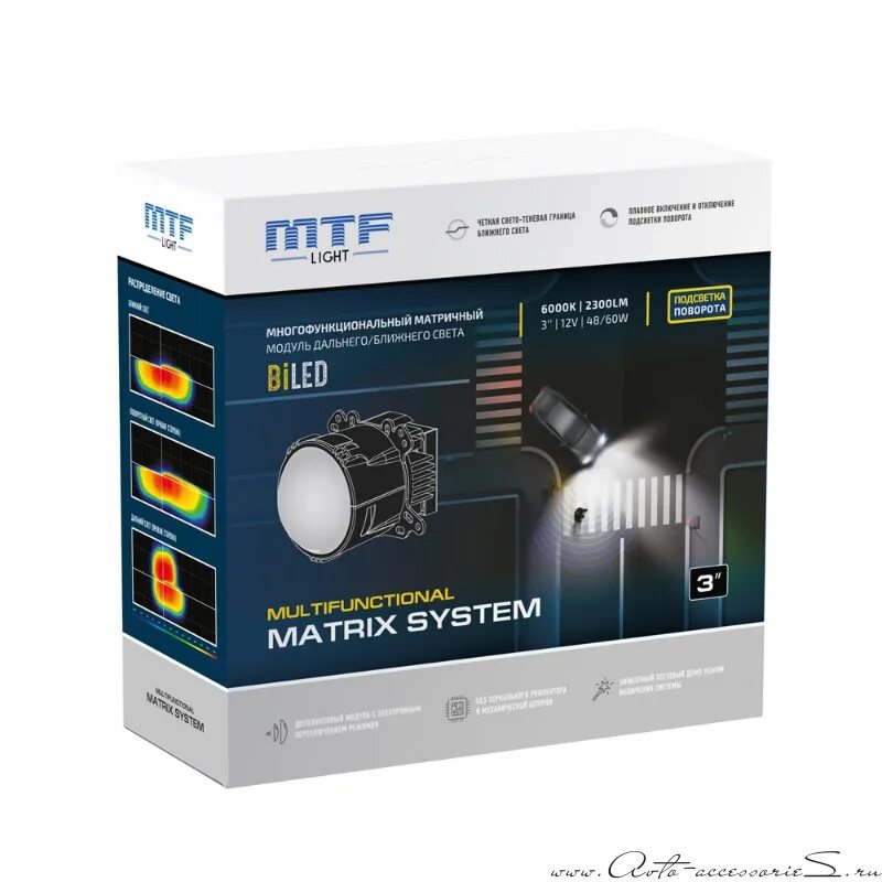 Mtf light bi-led matrix system 12в, 48вт, 6000к, 3 дюйма. Matrix system bi-led 3″. Mtf-light matrix system bi-led 3. Mtf pro matrix system bi-led 3. Светодиодные линзы mtf light bi-led matrix system 12в, 48вт, 6000к.