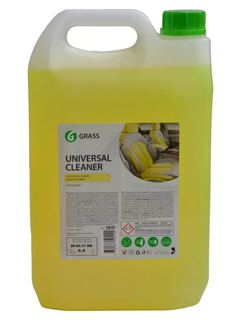 Купить моющее для салона. Грасс универсал клинер. Grass Universal Cleaner очиститель салона 1l. Grass 125197 очиститель салона Universal-Cleaner 5,4 кг. Грасс химия для салона 5л.