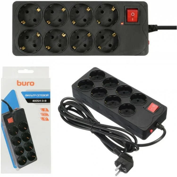 Buro 800sh. Сетевой фильтр buro 800sh-3-b.