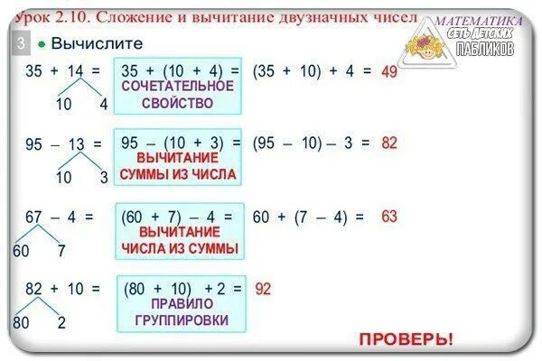 5 8 2 класс. Правило сложения и вычитания. Сложение и вычитание двузначных чисел. Устные приемы сложения и вычитания. Способы сложения и вычитания 2 класс математика.