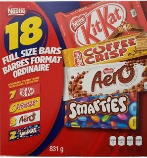 Full Size Bars - 18 Bars - 7 Kits Kat, 6 Coffee Crisp, 3 Aero, 2 Smartie, 8...