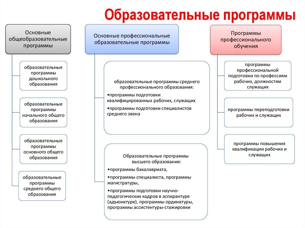 Программа ассистентуры. Основные программы профессионального обучения это. Типы образовательных программ в профессиональном образовании. Образовательные программы среднего профессионального образования. Программы общего образования основные профессиональные программы.