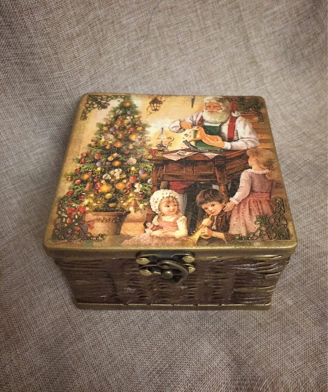 Подарки декупаж. Шкатулка huada шкатулка  3099. новогодняя шкатулка. шкатулка новогодняя деревянная. деревянная шкатулка с декупажем.
