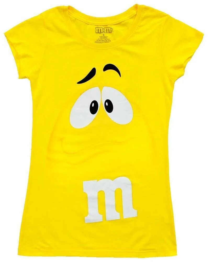 Футболка m&m. Рисунок на желтой футболке. Жёлтый m m's футболка. Желтая майка рисунок.